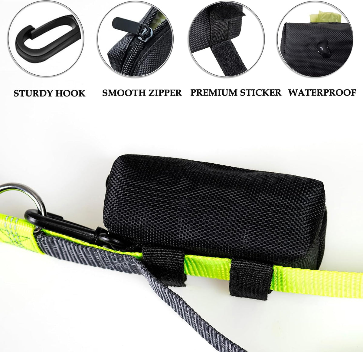 2 Pack Dog Poop Bag Holder for Leash + 80 Count Doggie Waste Bag, Black