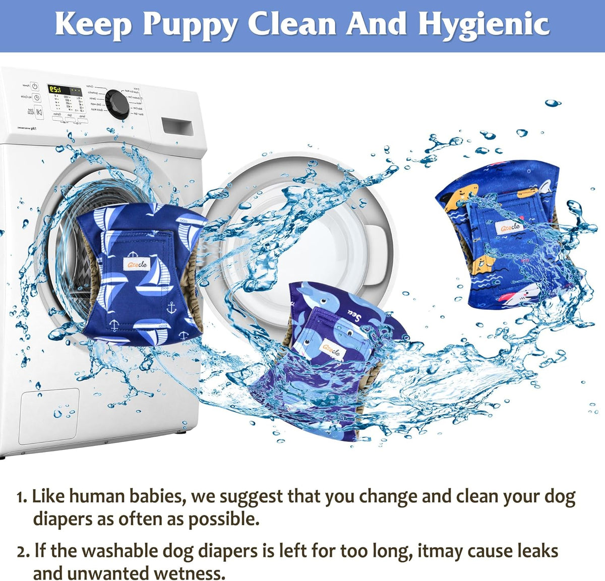 Reusable Dog Diapers Male 3Pcs, Premium Washable Belly Bands for Male Dogs Xlarge, High Absorbing Male Dog Wraps for Doggie Puppy Excitable Urination and Training(Sailboat, XL)