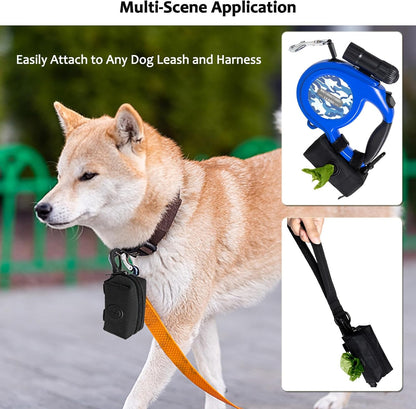 2 Pack Dog Poop Bag Holder for Leash + 80 Count Doggie Waste Bag, Black